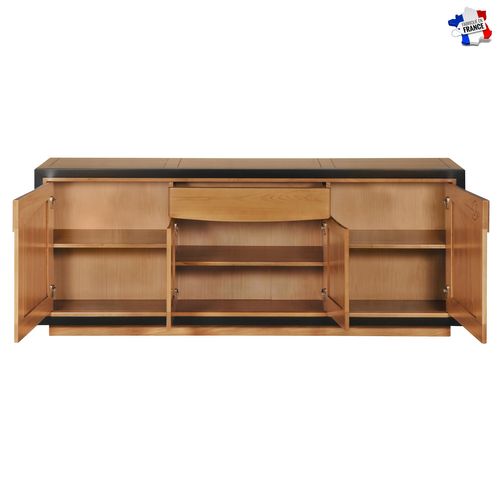 Buffet 4 Portes 225 Cm, En Merisier Massif Fumé