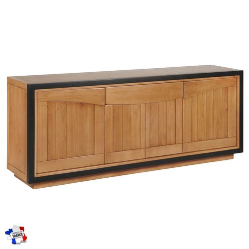 Buffet 4 Portes 225 Cm, En Merisier Massif Fumé