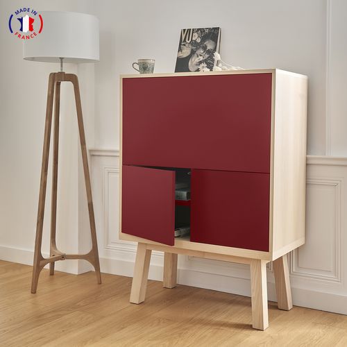Bureau Secrétaire Avec Rangement De 90 Cm De Large, En Frêne