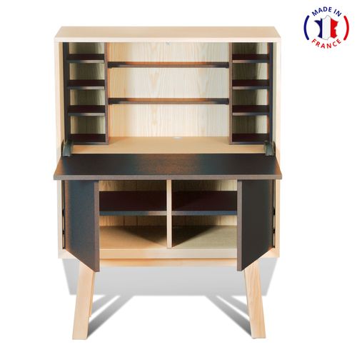 Bureau Secrétaire Avec Rangement De 90 Cm De Large, En Frêne