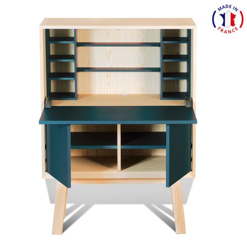 Bureau Secrétaire Avec Rangement De 90 Cm De Large, En Frêne