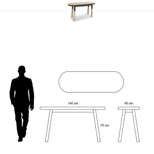 Bureau Console 140 Cm, 100% Frêne Massif