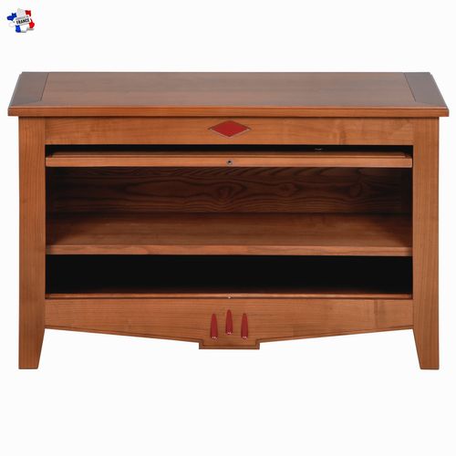 Meuble TV 1 Porte Garage, Merisier Massif