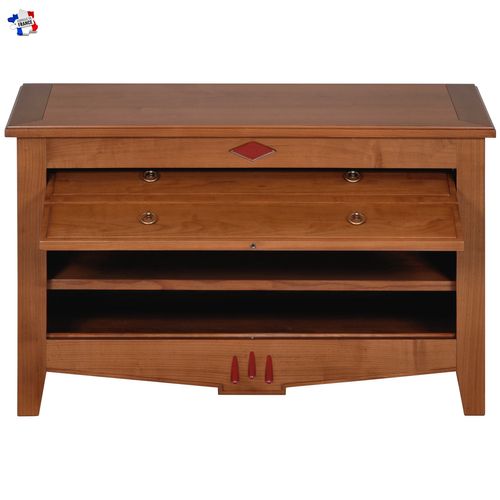 Meuble TV 1 Porte Garage, Merisier Massif