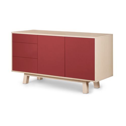 Buffet Bas 2 Portes 3 Tiroirs 140 Cm, En Frêne