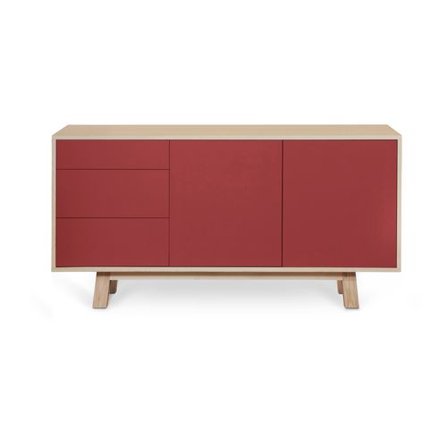 Buffet Bas 2 Portes 3 Tiroirs 140 Cm, En Frêne