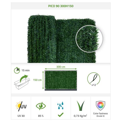 Haie Artificielle 3m Pico H.150cm 90 Brins