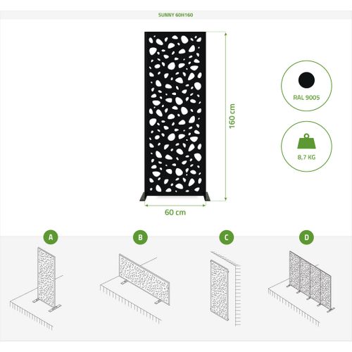 Panneau Décoratif Sunny Noir H.160cm Motifs Intégral