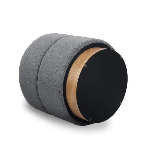 Pouf Coffre Roméo Tissu Bouclette Gris