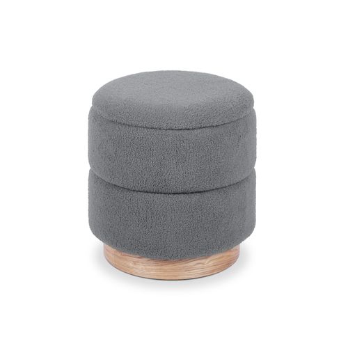 Pouf Coffre Roméo Tissu Bouclette Gris
