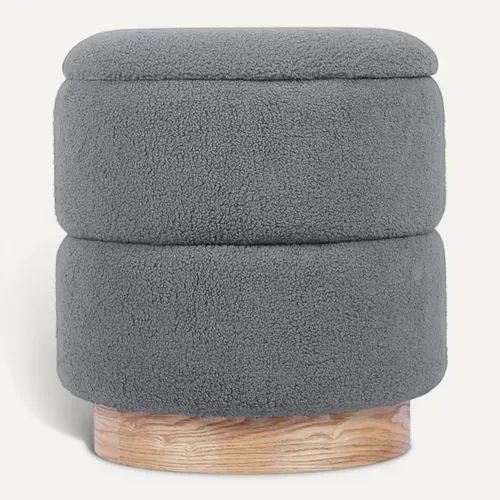 Pouf Coffre Roméo Tissu Bouclette Gris