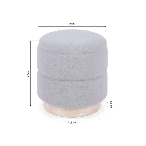 Pouf Coffre Roméo Tissu Bouclette Gris