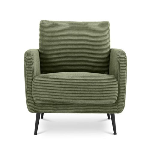Fauteuil Design Emma Velours Côtelé Vert Sauge