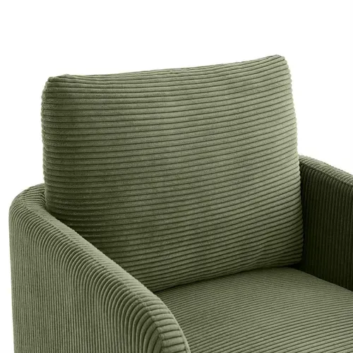Fauteuil Design Emma Velours Côtelé Vert Sauge