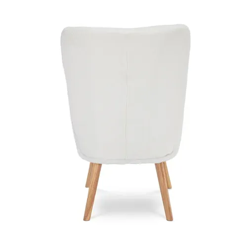 Fauteuil Scandinave Moderne Gaïa Tissu Bouclette Blanc