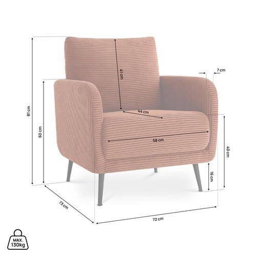 Fauteuil Design Emma Velours Côtelé Terracotta