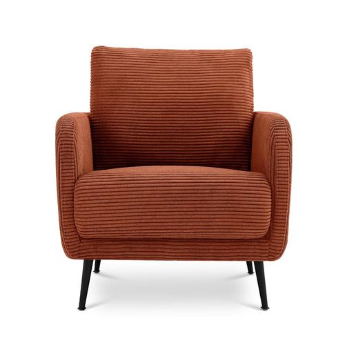 Fauteuil Design Emma Velours Côtelé Terracotta