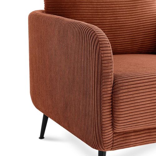 Fauteuil Design Emma Velours Côtelé Terracotta
