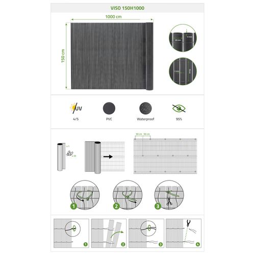 Canisse Pvc Viso L.10m X H.1,5m Gris Anthracite