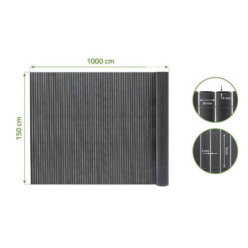 Canisse Pvc Viso L.10m X H.1,5m Gris Anthracite