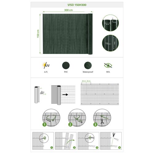 Canisse Pvc Viso L.3m X H.1,5m Vert