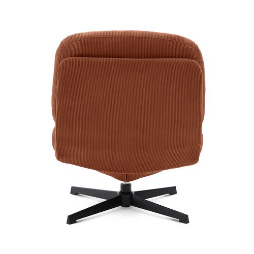 Fauteuil Pivotant 360° Velours Côtelé Terracotta Pied Métal Noir Lena