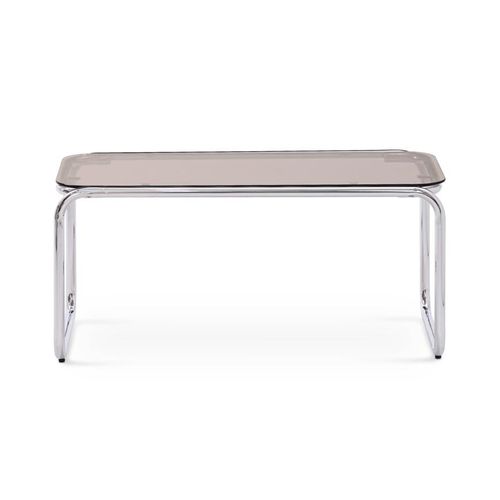 Table Basse Rétro 90cm Verre Trempé Marron Et Structure Chromée Amaya