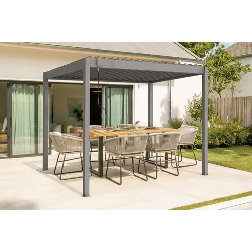 Pergola Bioclimatique Autoportée Piana 3x2m Aluminium Taupe - Lames Orientables