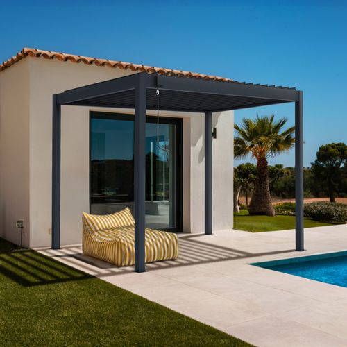 Pergola Bioclimatique Autoportée Piana 3x2m Aluminium Gris - Lames Orientables