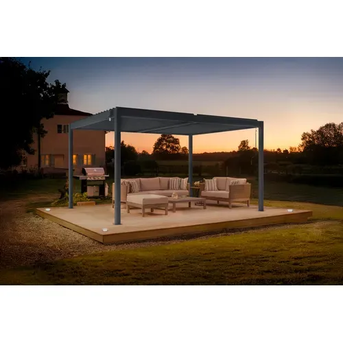 Pergola Bioclimatique Autoportée 4x3m Aluminium Thermolaqué Gris Anthracite Lames Orientables Piana