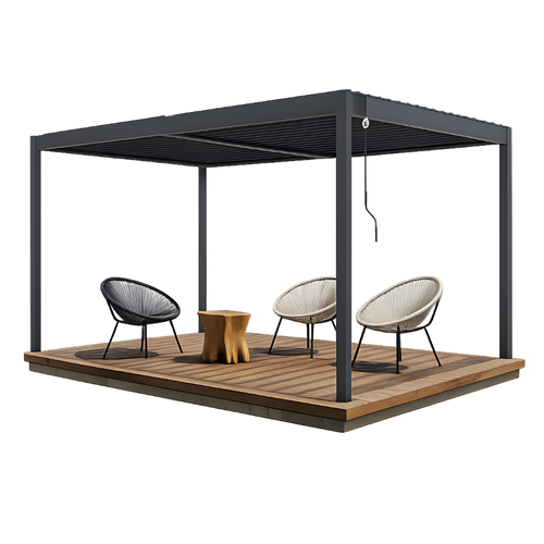 Pergola Bioclimatique Autoportée 4x3m Aluminium Thermolaqué Gris Anthracite Lames Orientables Piana