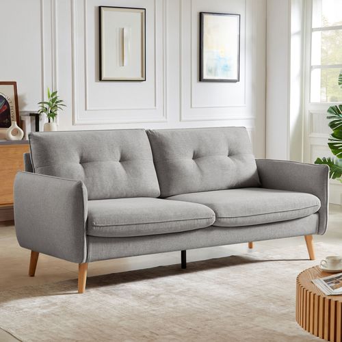 Canapé Scandinave Chloé – Confort Et Élégance à Prix Juste - 3-4 Places, Tissu Gris Clair