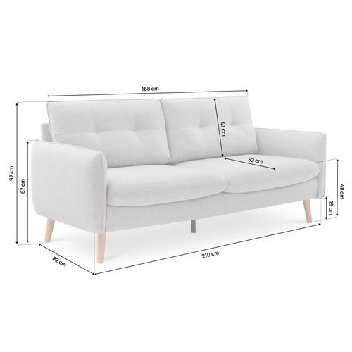 Canapé Scandinave Chloé – Confort Et Élégance à Prix Juste - 3-4 Places, Tissu Gris Clair