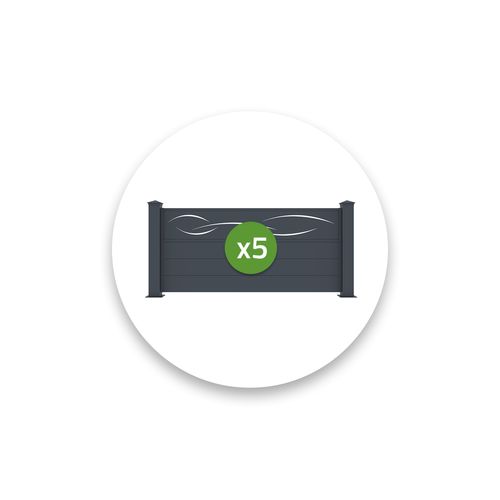 Lot De 5 Clôtures Aluminium Life 190h90 Gris