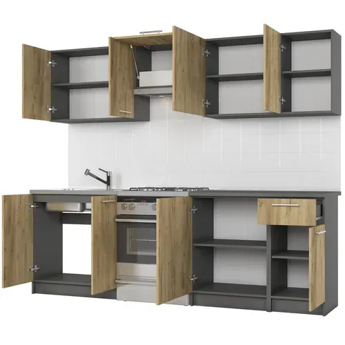 Cuisine Gris Anthracite Et Style Chêne Wotan Rustica