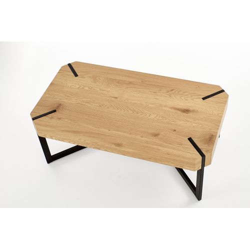 Table Basse Design Plateau Style Chêne Et Pieds En Acier Noir Brest