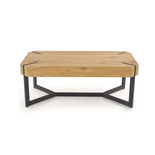 Table Basse Design Plateau Style Chêne Et Pieds En Acier Noir Brest