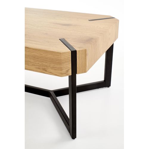 Table Basse Design Plateau Style Chêne Et Pieds En Acier Noir Brest