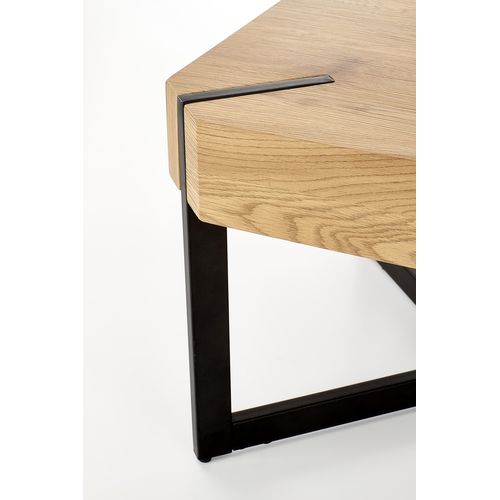 Table Basse Design Plateau Style Chêne Et Pieds En Acier Noir Brest