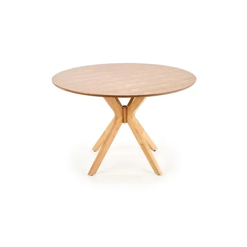 Table De Salle à Manger Ronde Avec Pieds En Bois Massif Et Plateau Plaqué Chêne Naturel Racoon