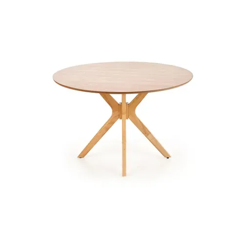 Table De Salle à Manger Ronde Avec Pieds En Bois Massif Et Plateau Plaqué Chêne Naturel Racoon