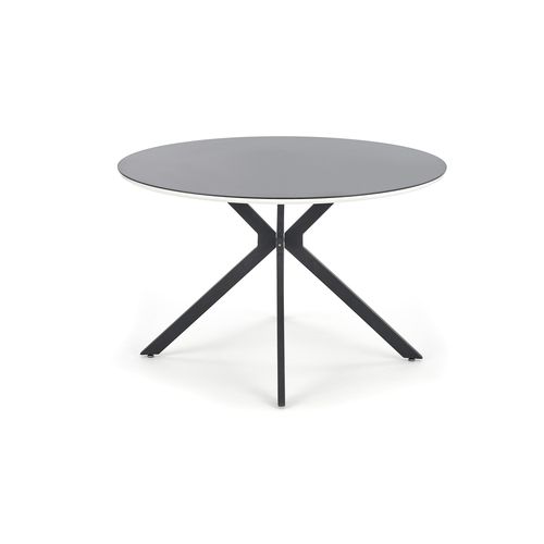 Table Ronde 120cm Noir Laqué Avec Liseré Blanc Shiny