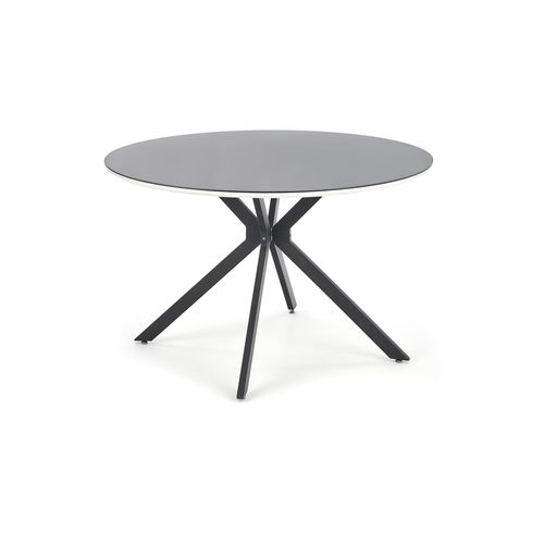 Table Ronde 120cm Noir Laqué Avec Liseré Blanc Shiny