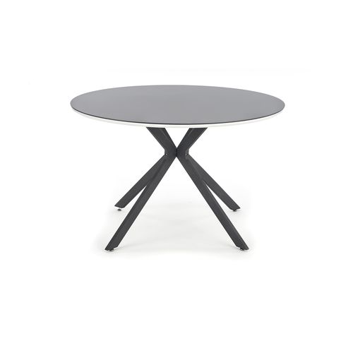 Table Ronde 120cm Noir Laqué Avec Liseré Blanc Shiny