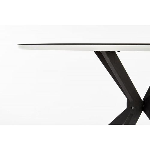 Table Ronde 120cm Noir Laqué Avec Liseré Blanc Shiny