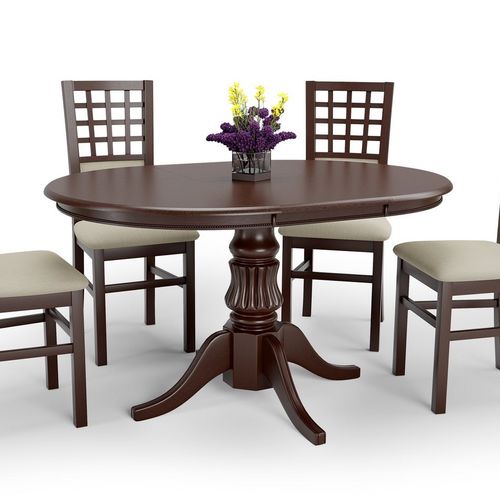 Table Ronde Extensible Style Noyer Avec Pied Central Walsor