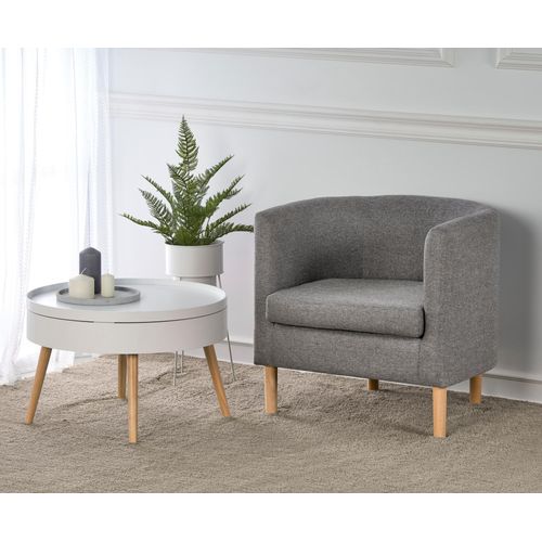 Fauteuil Cabriolet En Tissu Gris Avec Pieds En Bois Massif Soho