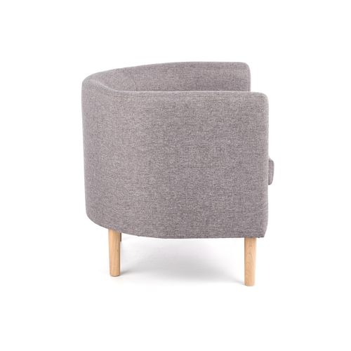Fauteuil Cabriolet En Tissu Gris Avec Pieds En Bois Massif Soho