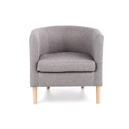 Fauteuil Cabriolet En Tissu Gris Avec Pieds En Bois Massif Soho