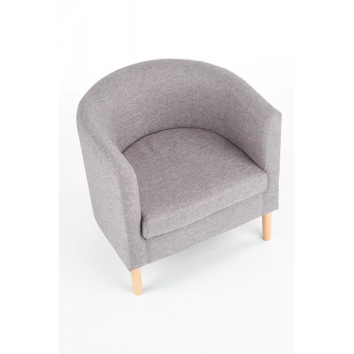 Fauteuil Cabriolet En Tissu Gris Avec Pieds En Bois Massif Soho